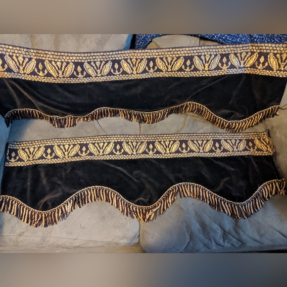Vintage Other - Vtg Velvet with Gold Fringe Valance Curtains